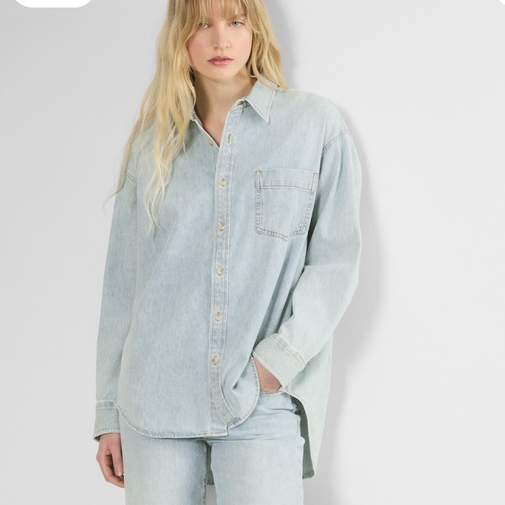 Aritzia Denim Forum Light Denim Button-Up Shirt New